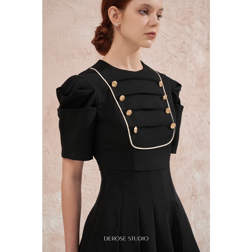 Agnes Dress - Váy tay ngắn trắng đen cách điệu