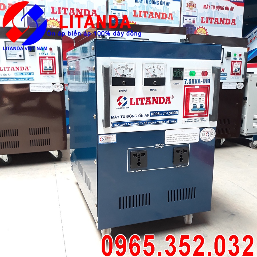 Ổn Áp Litanda 7,5KVA DRI 1 Pha Đời Mới 2021