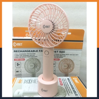 Quạt sạc tích điện comet crf1004.quạt tích điện đế rời .công suất 4w .là loại quạt sạc bằng usb . cực mát