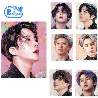 Tranh Đính Đá Treo Tường Hình Nhóm Nhạc Bts Kích Thước 30x40cm