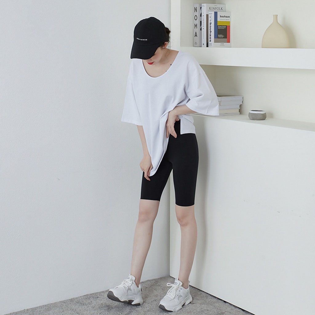 Quần Legging Lửng Nữ Trên Gối Bigsize Co Giãn Bó Ôm Body Dáng Quần Legging Ngố Thái Nâng Mông Cạp Cao Vải Cotton Dày Gym