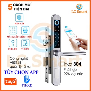 Khóa vân tay cửa nhôm Xingfa A210 thông minh dùng TUYA/TTLOCK - Phù hợp cửa nhôm và cửa gỗ - BH 12 tháng