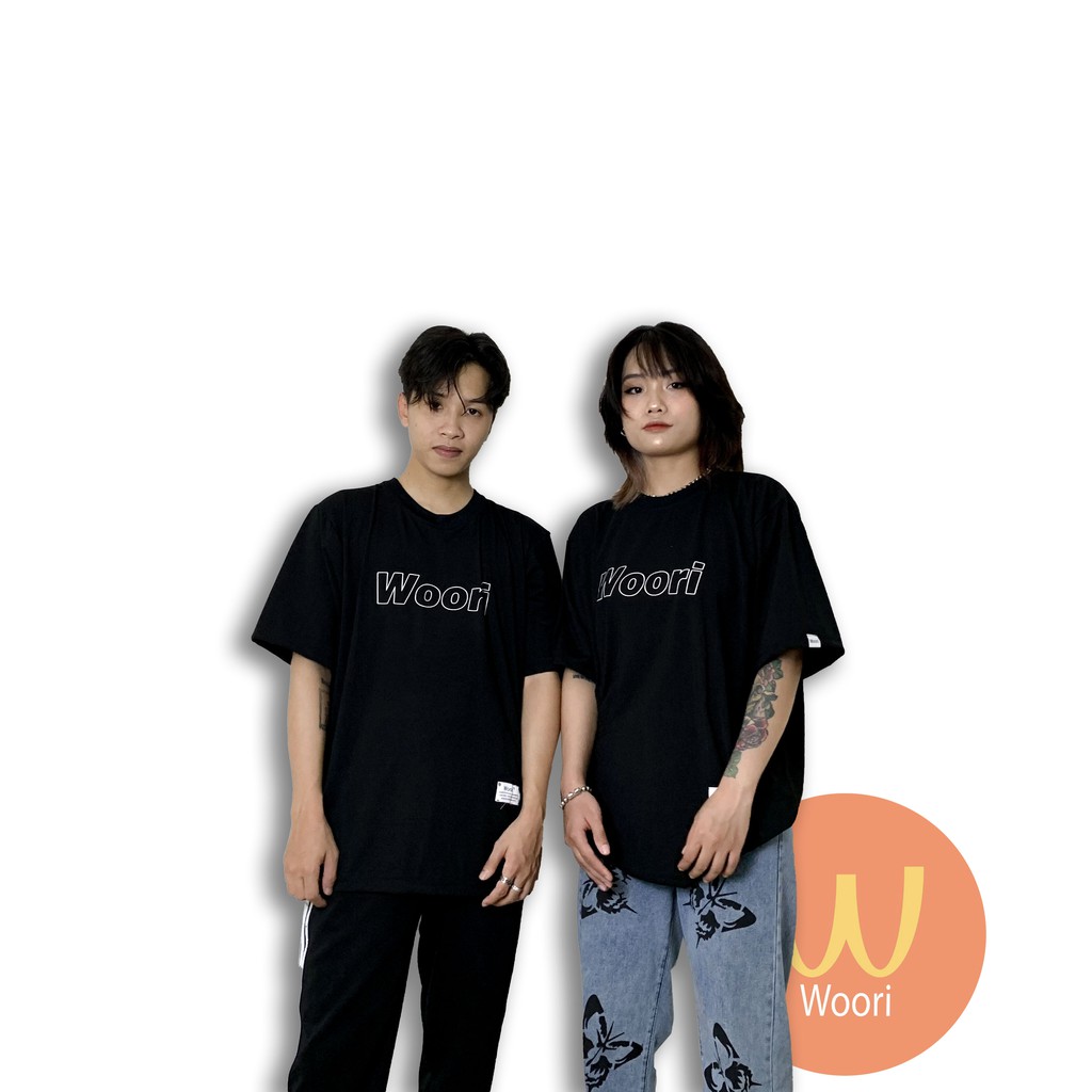 1.Áo thun Unisex Woori Basic Tee nam nữ tay lỡ form rộng Over Size