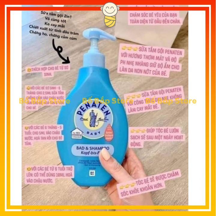 Sữa Tắm Gội Penaten 2in1 ⚡𝟭𝟬𝟬% CHÍNH HÃNG⚡ Chống Cảm Cúm Cho Bé 400ml (Đức) - Dịu Nhẹ Với Làn Da Của Bé
