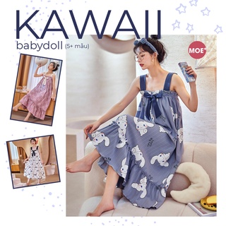 HÀNG SẴN_ Váy Ngủ Hai Dây Cotton Kawaii Babydoll