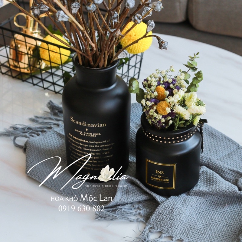 Lọ thuỷ tinh decor chữ mạ vàng Scandinavian phong cách Bắc Âu, trang trí nhà cửa