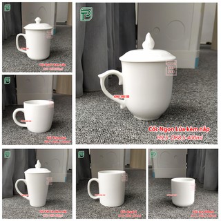 Cốc sứ trắng Bát Tràng men sứ trắng Thấu Quang cao cấp