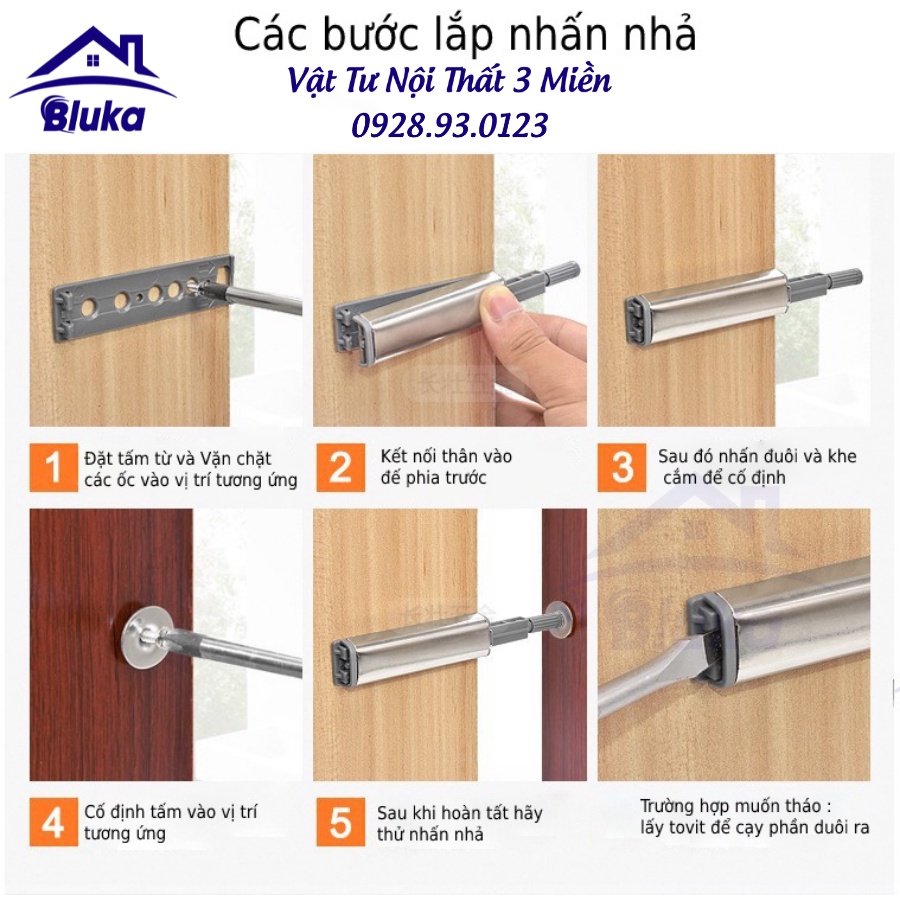 Nhấn Bật Mở Cánh Tủ Ngăn Kéo siêu khỏe Tip On chất liệu nhựa và inox,Dụng cụ nhấn, mở hít cánh tủ,nút nhấn mở tip-on