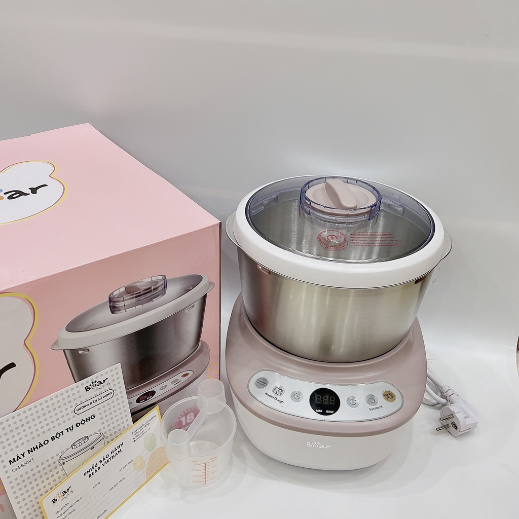 Máy nhồi, nhào, trộn bột Bear. Dung tích 5L., 3.5L, 7L , ủ bột tự động, đánh dăm bông, BH 18 tháng