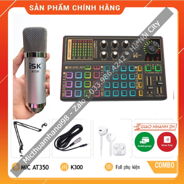 Bộ Mic Hát Livestream Sound Card K300 &amp; Mic AT350 . Chất Âm Cực Hay , Livestream Bigo , Facebook , Tiktok