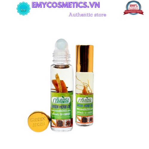 [Nội Địa Thái] Bán Lẻ 1 Chai Dầu Lăn Nhân Sâm Green Herb Oil Thái Lan Chai (8ml/chai)