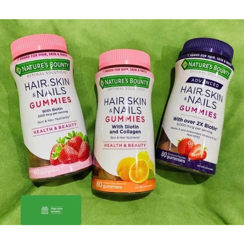 Kẹo dẻo hỗ trợ mọc tóc, đẹp da tóc móng Gummies Nature's Bounty Hair Skin & Nails 230 Viên