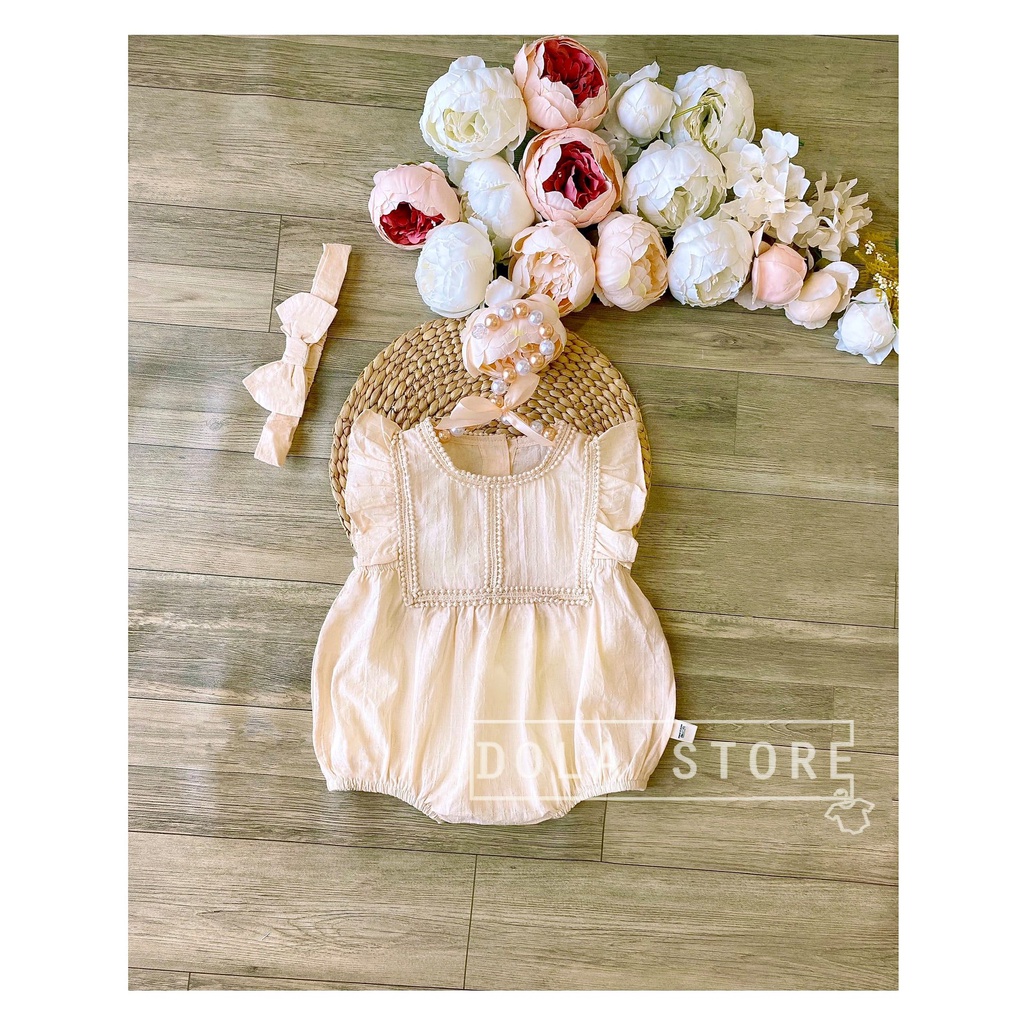 SALE SALE SALE Body tay cánh tiên kèm băng đô nơ bodysuit bé gái Romper cho bé gái