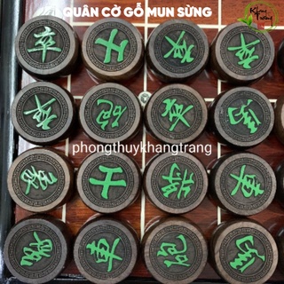 Quân cờ gỗ mun sừng  ⚡ SIÊU ĐẸP  ⚡  Quân gỗ hương ta va mun sừng 2 loại 3.8cm và 4.8cm dầy 1cm