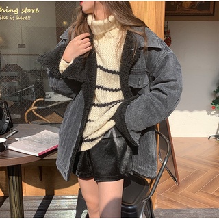 Áo khoác bò lót lông cổ tháo rời