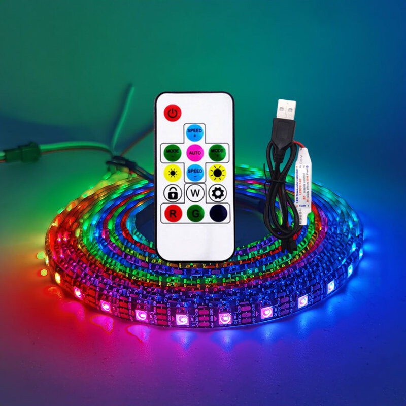 Bộ Remote + Controller + 0.5m dây đèn led RGB 5V 5050 2812B Epoxy IP65 Có Khả Năng Sync Đồng Bộ Máy Vi Tính