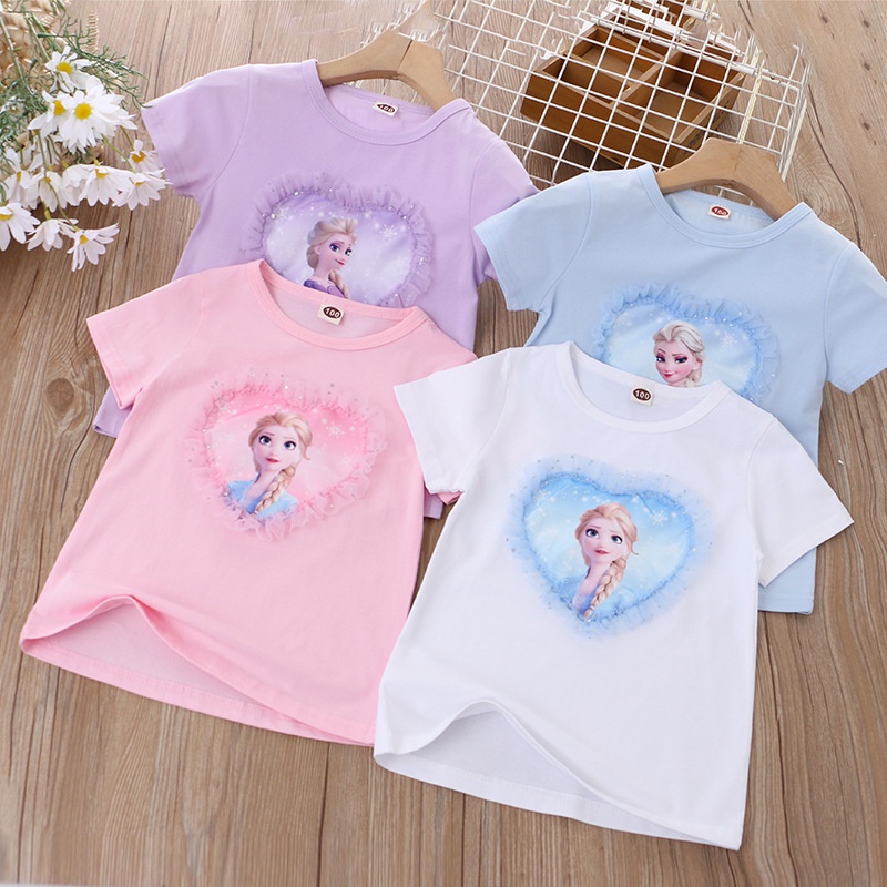 Áo Thun Đính Kim Sa Hình Frozen Thời Trang Thu Đông 2022 Mới Cho Bé Gái-cyld21