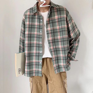 Áo sơ mi nam form rộng sọc caro hợp thời trang