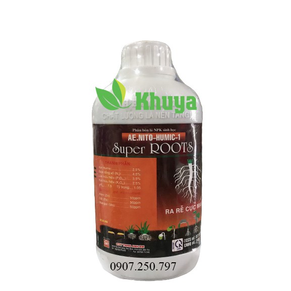 Phân bón lá NPK sinh học AE Nitro Humic 1 Super Roots 500ml Ra Rễ Cực Mạnh