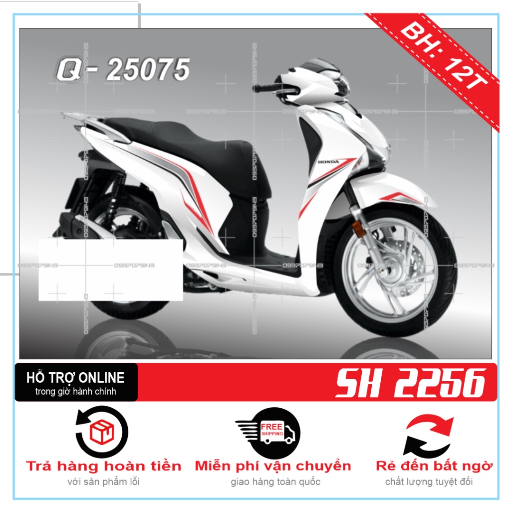 TEM XE SH 2019 TRẮNG ĐỎ -- SHIN DECAL 2