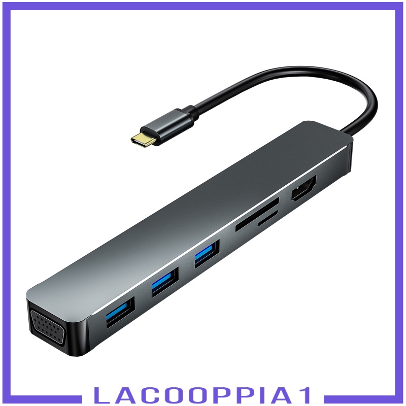 [LACOOPPIA1] Aluminum 7 in 1 USB 3.0 C to HDMI 4K Hub Multiport Adapter Dongle