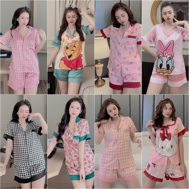  Đồ Ngủ🌸Đồ Bộ Pijama Lụa Quần Sooc Chất Liệu Satin Mát Lịm