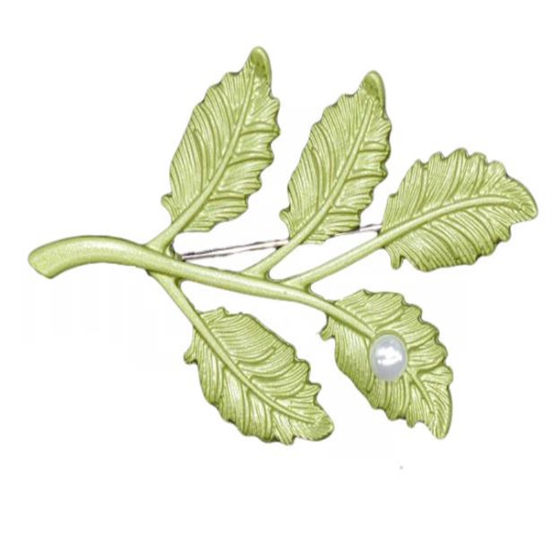 Ghim Cài Áo Hình Lá Đính Đá Và Ngọc Trai Nhân Tạo Thời Trang