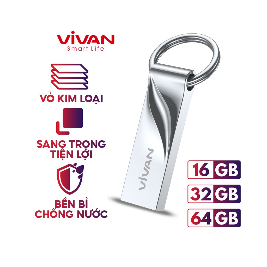 Thiết Bị Lưu Trữ USB 2.0  3.0 16GB/32GB VIVAN VF316/332/364 Flash Drive Đầu Kim Loại Siêu Nhẹ