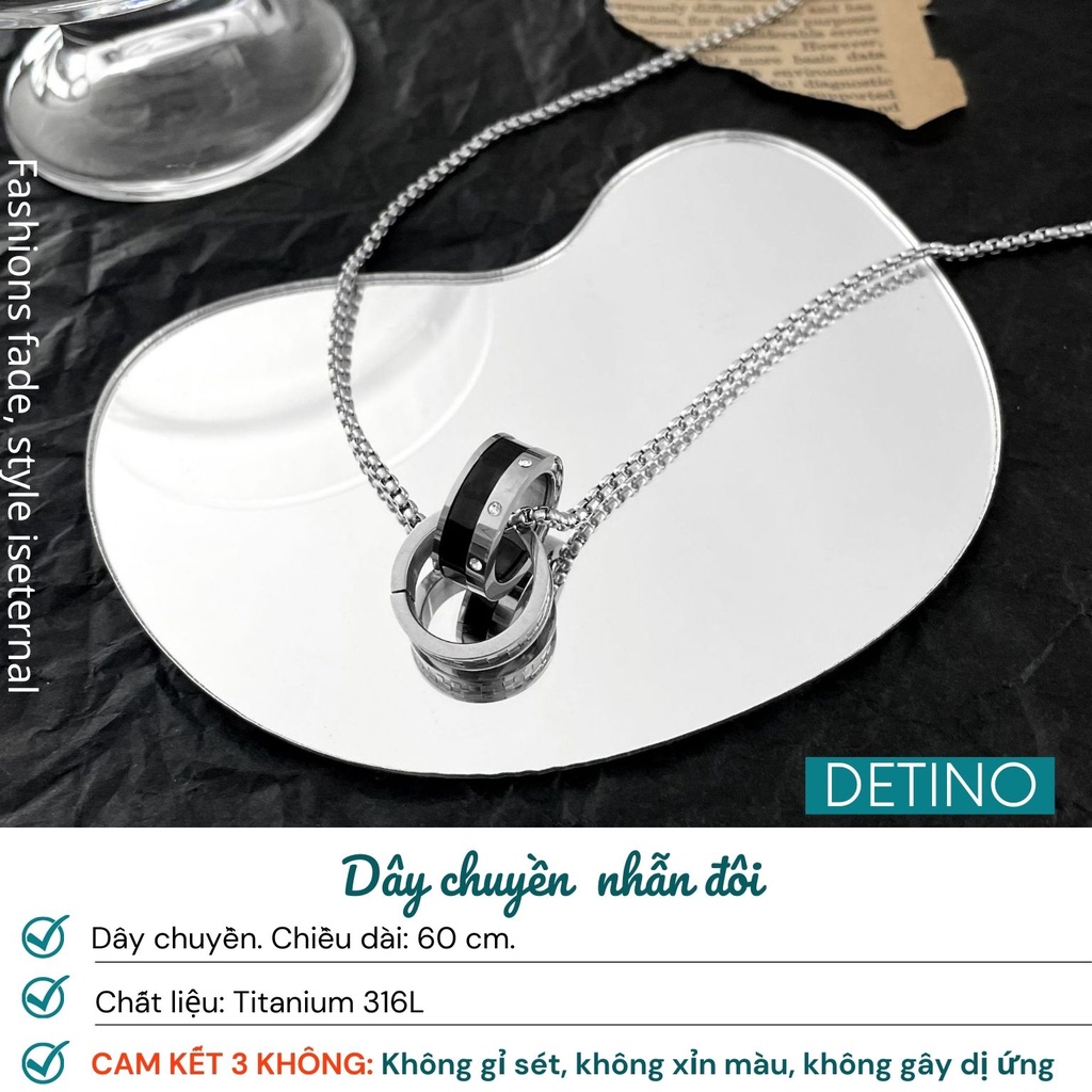 Dây chuyền nam titan màu bạc, vòng cổ nam Cuban hiphop hình bầu dục phong cách unisex cao cấp DETINO DC06