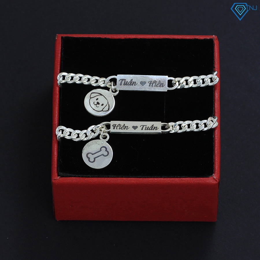 Vòng tay cặp đôi nam nữ bạc khắc tên theo yêu cầu LTD0028 Trang Sức TNJ