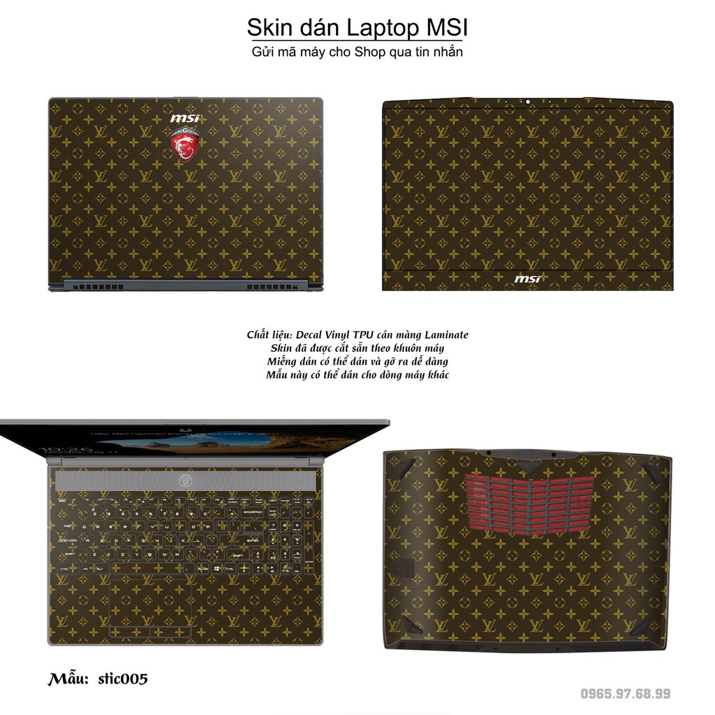 Skin dán Laptop MSI in hình Hoa văn sticker (inbox mã máy cho Shop)