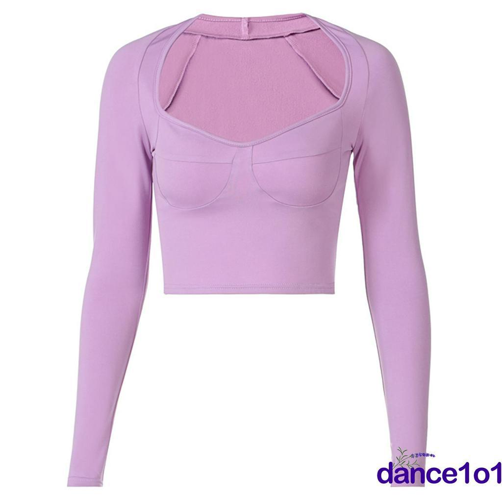 Áo Croptop Tay Dài Cổ Chữ V Màu Trơn