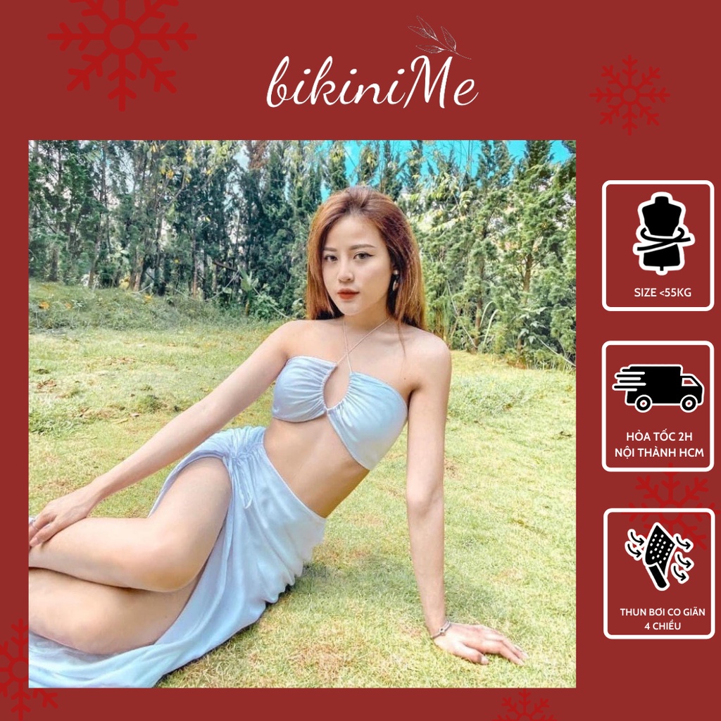 Bikini, đồ bơi set 3 món bánh bèo tà xéo sexy HOT TREND 2022 bikiniMe R63