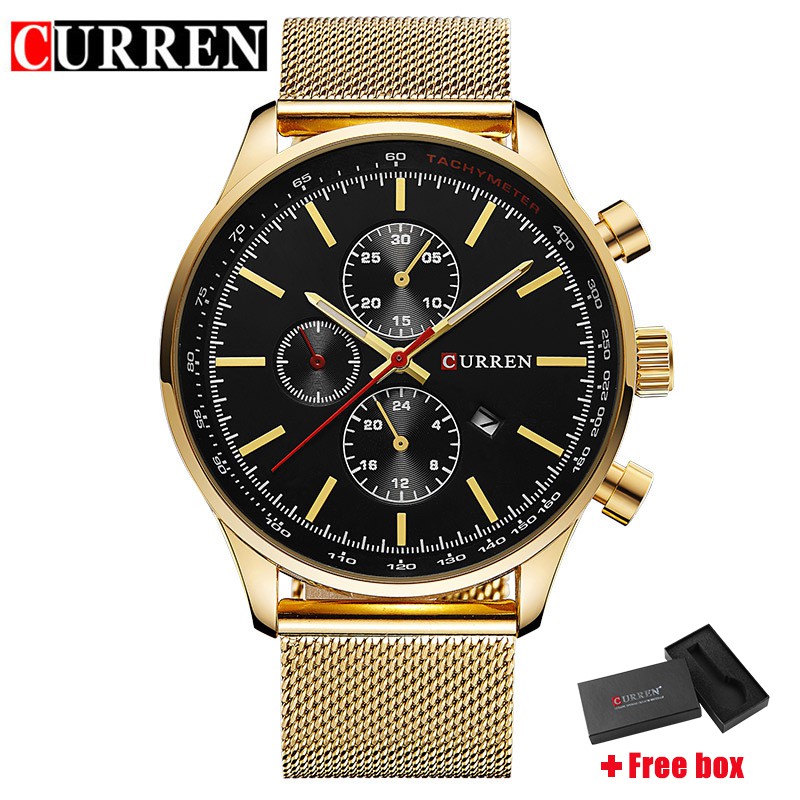 Đồng Hồ Quartz CURREN 8227 Dây Đeo Bằng Thép Không Gỉ Chống Thấm Nước Chất Lượng Cao Cho Nam