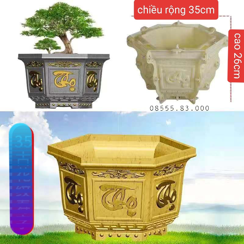 [Mới] khuôn đúc chậu cảnh lục giác 35 (khuôn chậu ABS có lòng trong)