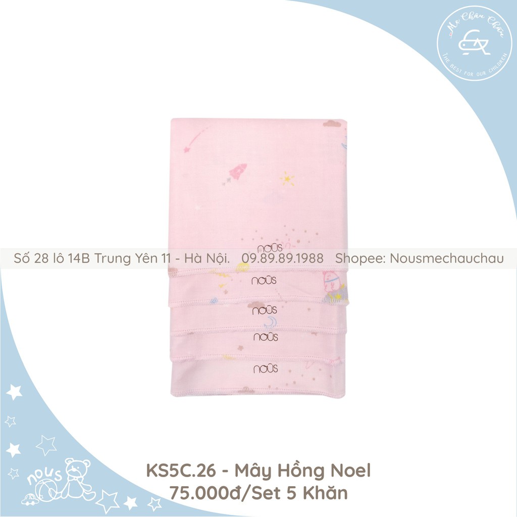 Set 5 Khăn Sữa Mây Hồng Noel NOUS