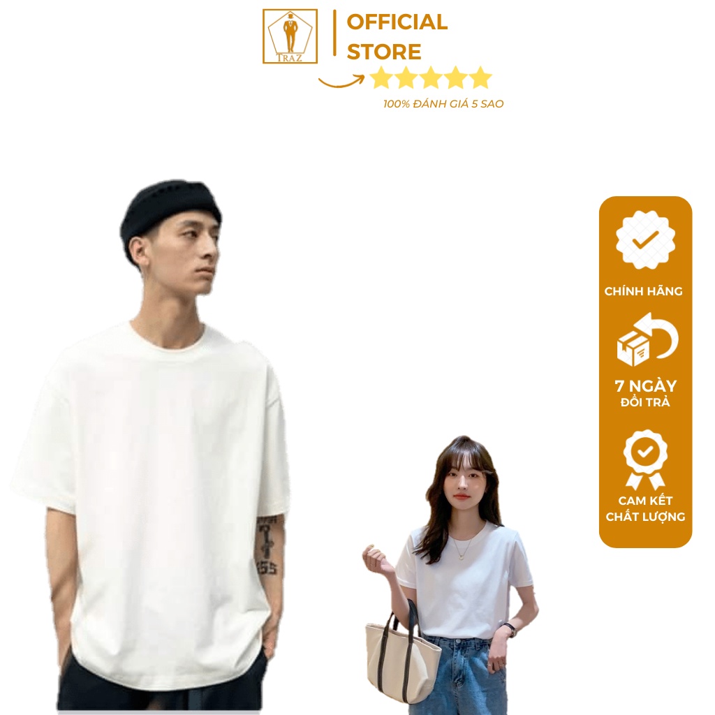 Áo Phông thun Nam, Nữ Trắng Đen Unisex Cổ Tròn Dáng Phom Rộng Suông Cộc Tay Lỡ Trơn