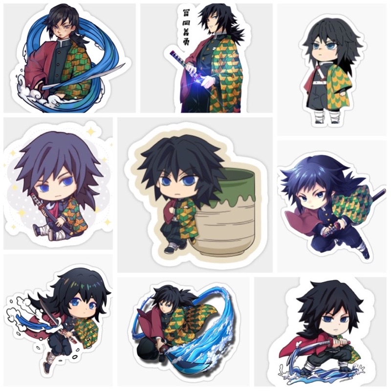 Sticker/hình dán Tomioka Giyuu 30-60 cái ép lụa/ảnh Sticker Thủy trụ Kimetsu no yaiba