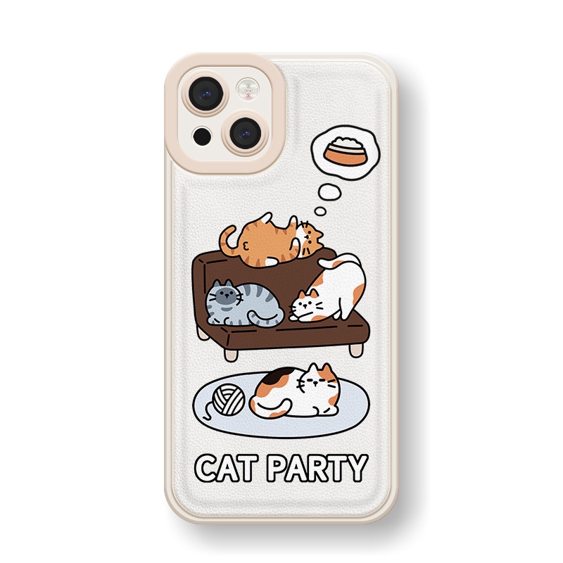 Ốp lưng iphone Ốp Điện Thoại Da Họa Tiết Mèo Xinh Xắn Dành Cho iphone7 / 7plus / 8 / 8plus / xs / 11 / 12 / 13 / pro / max / plus / promax Dinuo case