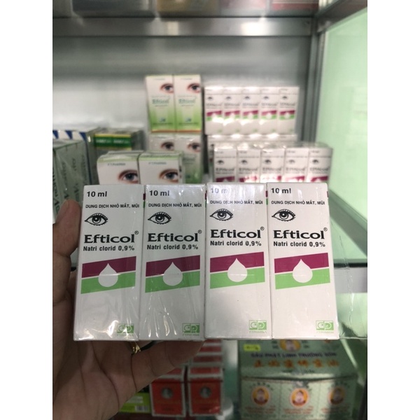 Nước muối sinh lý nhỏ mắt mũi efticol, natri clorid, rhinex