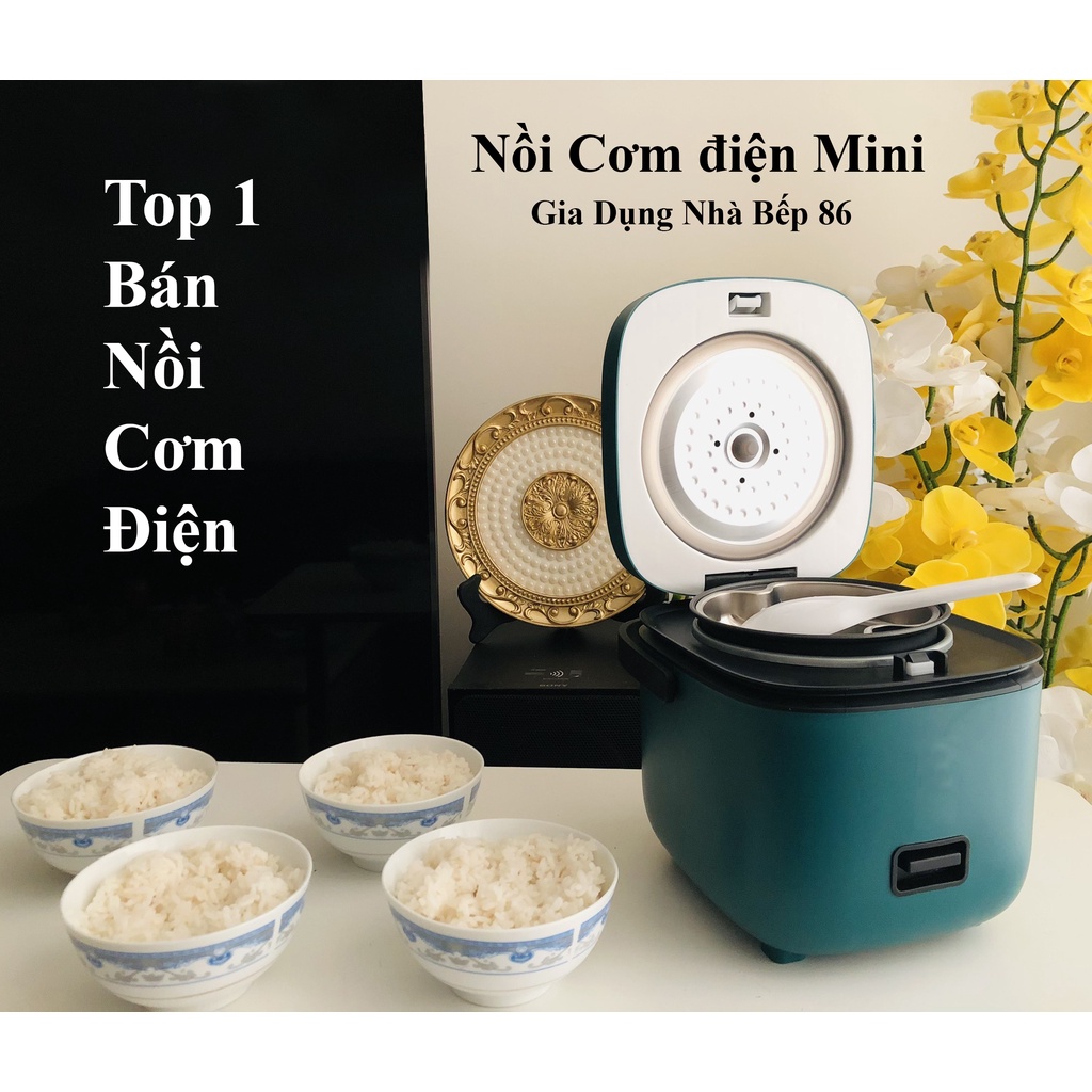 Nồi cơm điện mini đa năng Tiroshi 1,2L, nồi com điện dành cho 1 đến 2 người ăn