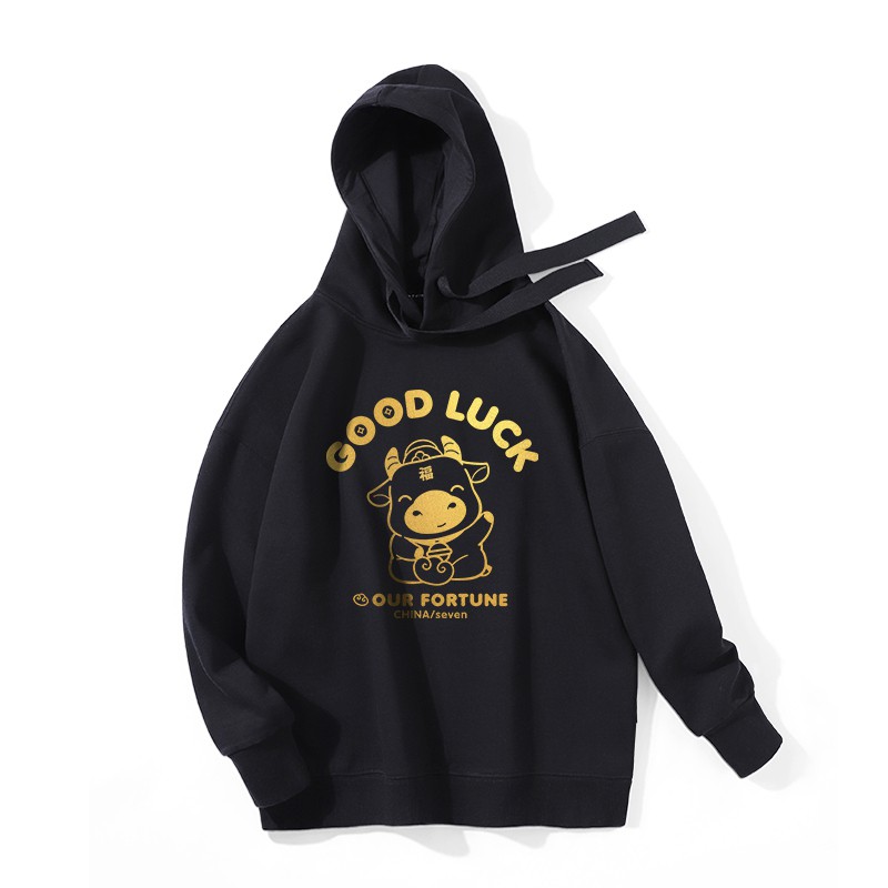 Áo Hoodie Đôi Nam Nữ Xuân Tân Sử 2021 - Chất nỉ dày đẹp - Hình in trâu siêu Cute [TẶNG TẤT NAM NỮ] | BigBuy360 - bigbuy360.vn