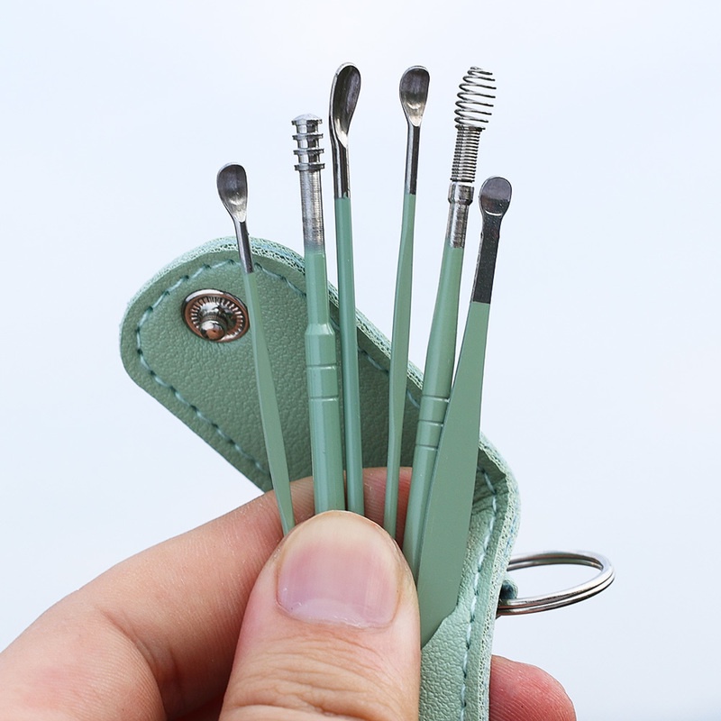 Set 6 Dụng Cụ Lấy Ráy Tai Bằng Thép Không Gỉ Hình Xoắn Ốc Đa Năng