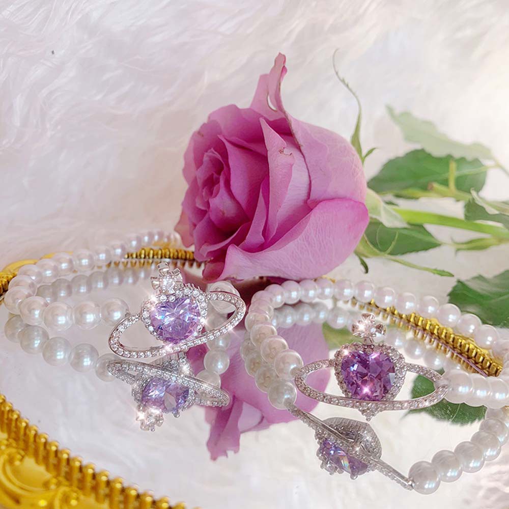 vòng cổ / Vòng Tay / Khuyên Tai Hình Trái Tim / Hành Tinh Màu Tím Thanh Lịch Thời Trang Cho Nữ