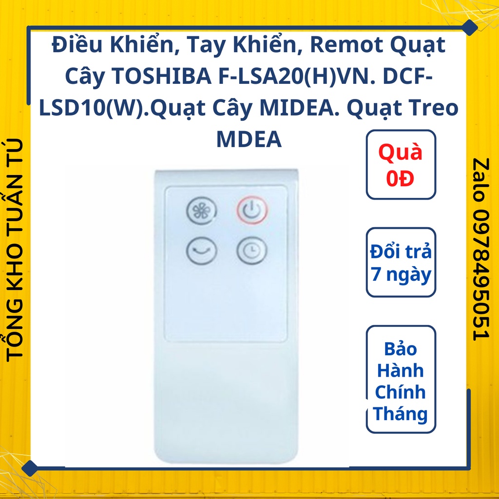 Điều Khiển, Tay Khiển, Remot Quạt Cây TOSHIBA F-LSA20(H)VN. DCF-LSD10(W).Quạt Cây MIDEA. Quạt Treo MDEA