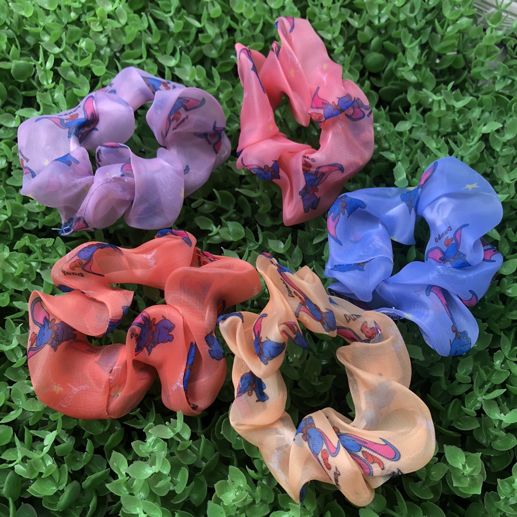 Cột (buộc) tóc scrunchies voan hình chú voi xinh xắn M65