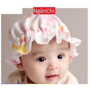 Mũ tai bèo cotton nỉ co dãn cho bé sơ sinh 0-3m