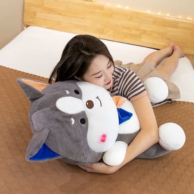Thú Nhồi Bông Hình Chú Chó Husky Thắt Nơ Đáng Yêu