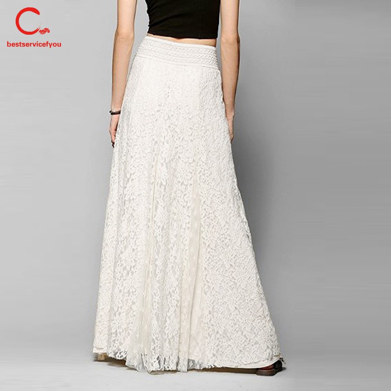 Chân Váy Maxi Lưng Cao Phối Ren
