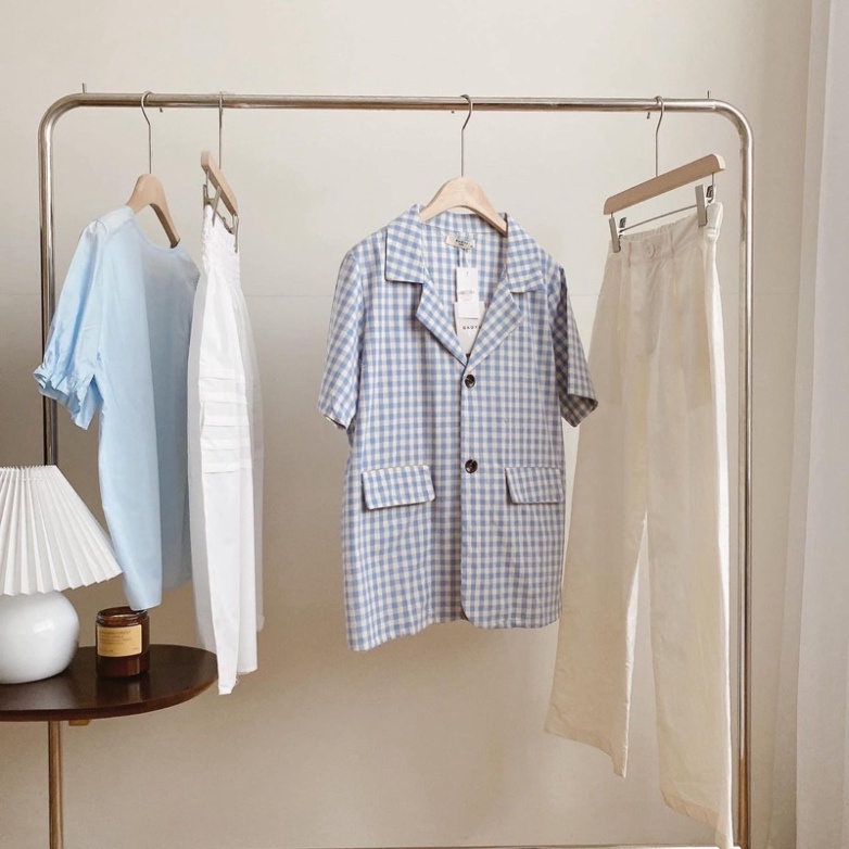 Vest kẻ karo style hàn,Blazer hàn quốc chất liệu đũi rhstore | BigBuy360 - bigbuy360.vn